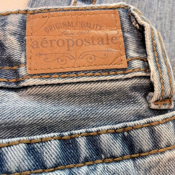 Aeropostale BAYLA denim skinny blue jeans sz 0 regular 100% cotton Distressed - Picture 4 of 9